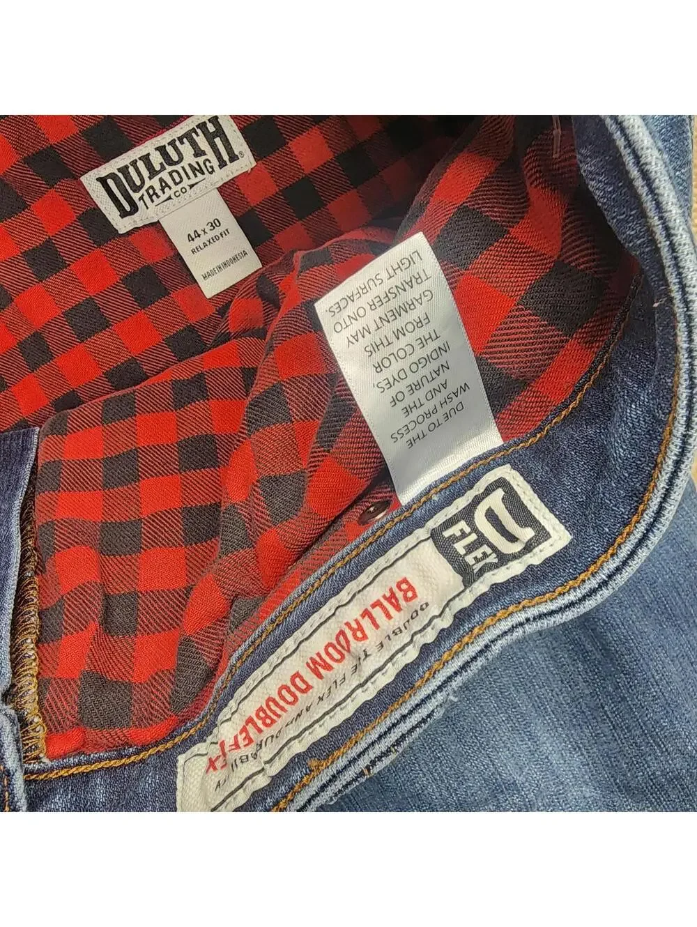EUC Duluth trading flannel lined jeans ballroom double flex 44 30